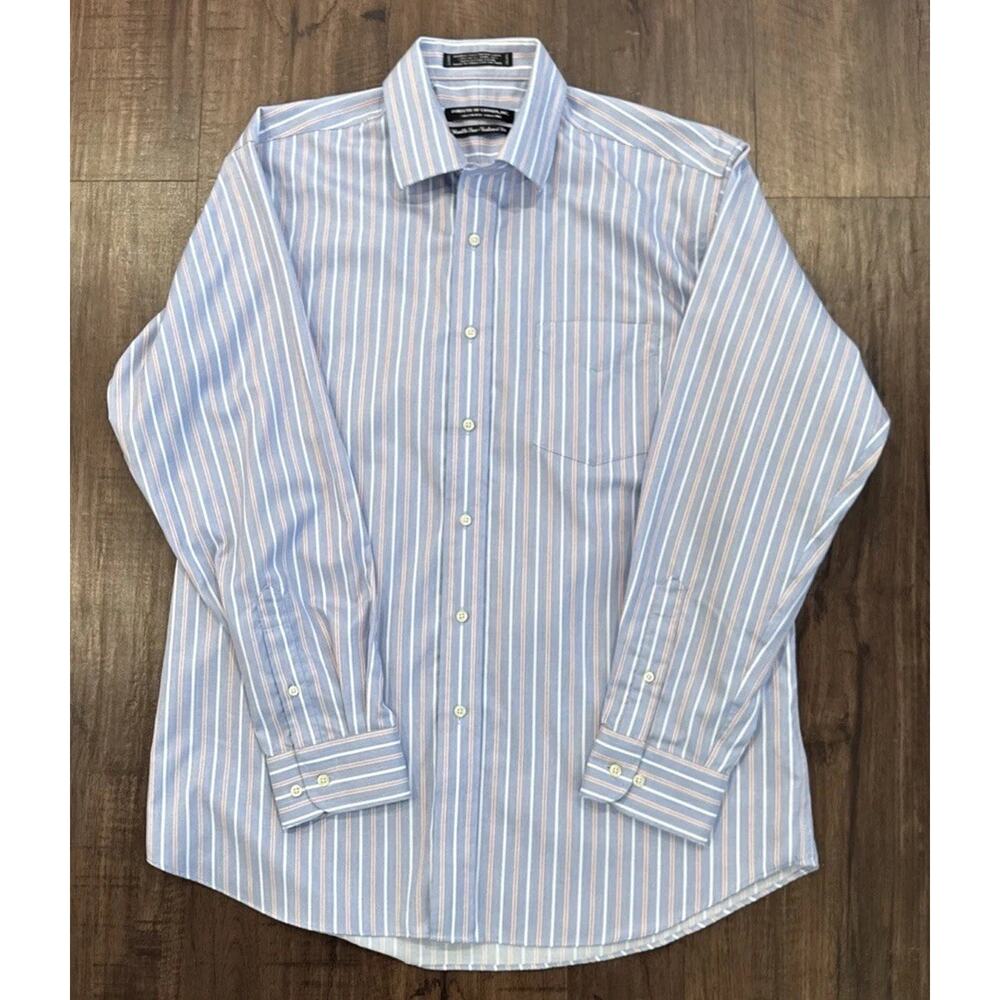 Forsyth of Canada Tailored Fit Mens Dress Shirt Blue red stripe 16.5 34/35
